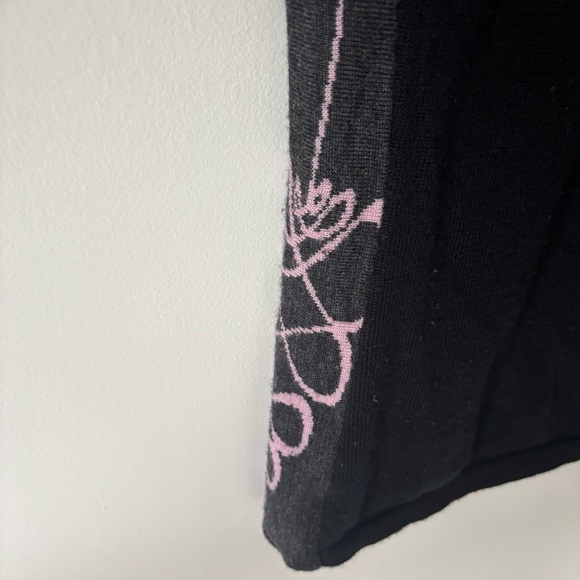 SmartWool 1/4 Zip Pullover Black with Pink Swirls 100% Merino Wool Outdoor - Picture 5 of 9